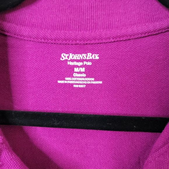 St. John's Bay Heritage Polo fushia magenta side vented heavy weight - Picture 5 of 7
